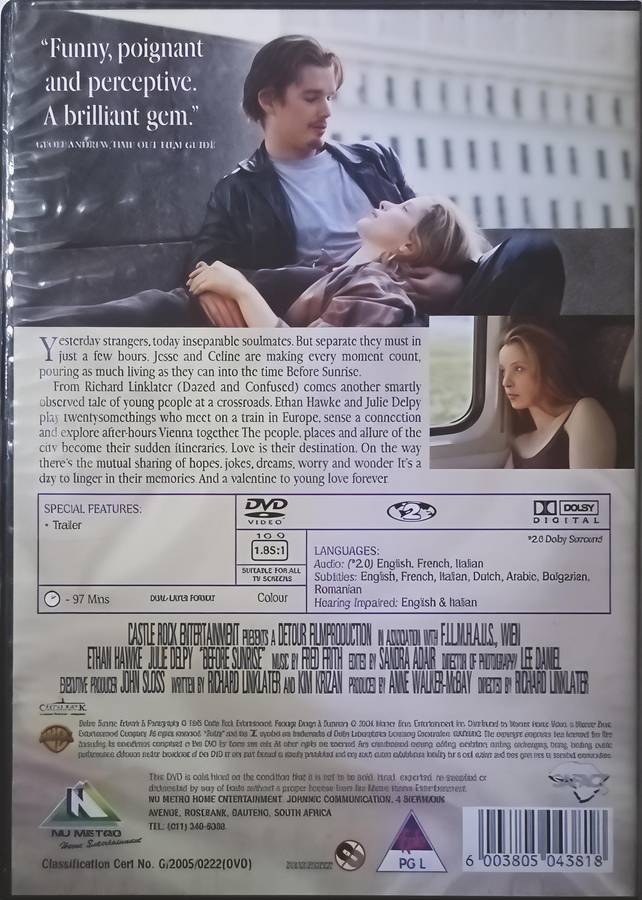 BEFORE SUNRISE Ethan Hawke DVD