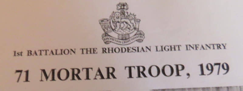 Rhodesia-Bush War-1st Battalion Rhodesian Light Infantry (RLI)- 71 Mortar Troop 1979 Copy  Photo