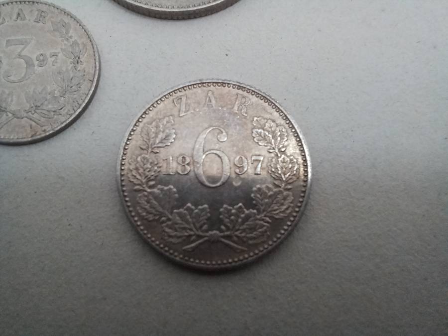 Collection of Five ZAR Paul Kruger 1894 and 1897 Sterling Silver Coins!