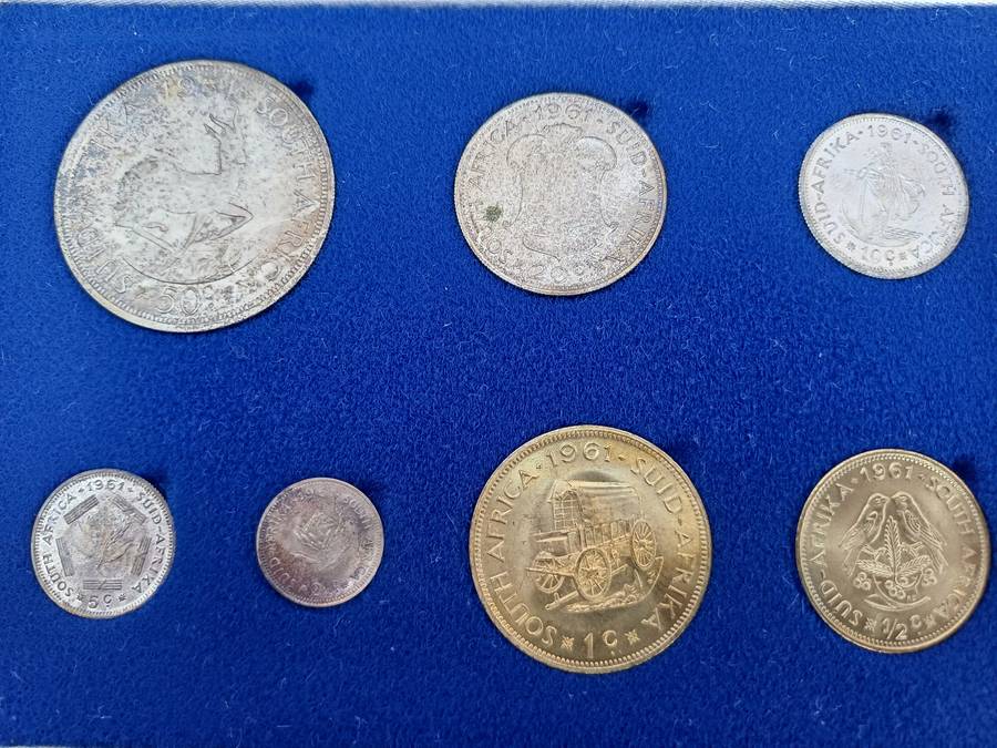 SA 1961 First Decimal Silver Short Proof Coin Set in SA Mint Box!