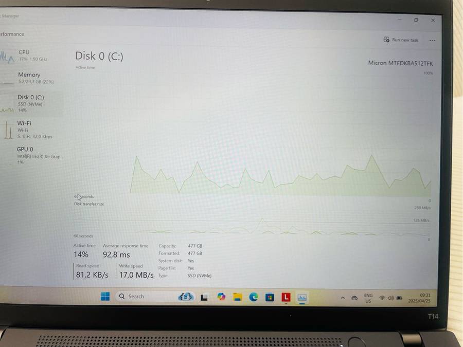 New Lenovo ThinkPad T14 Gen 3 Core i5 Laptop 21AH004XZA With 24GB RAM