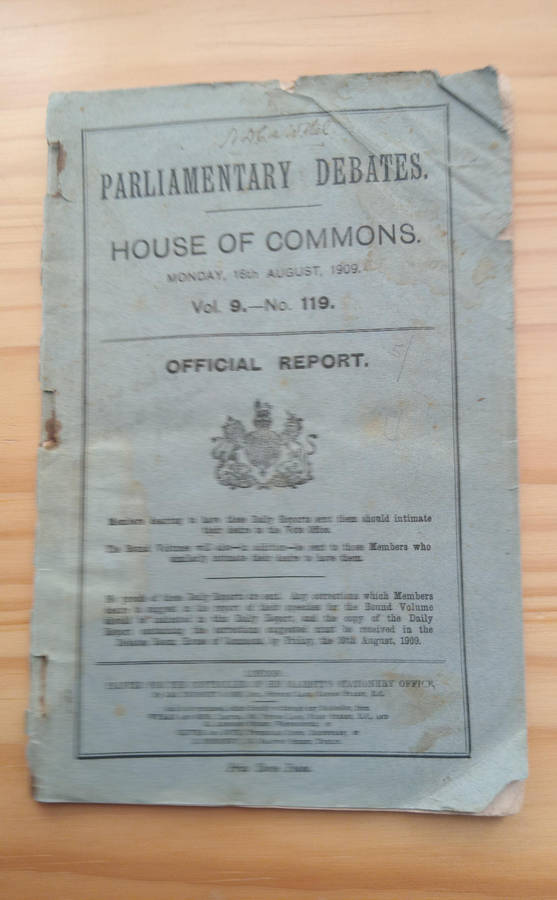 Africana- Parliamentary Debates, 16 August 1909