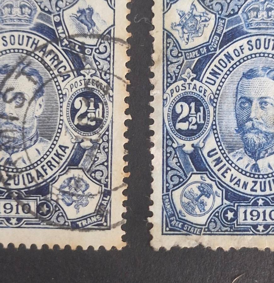 1910 UNION OF 2 1/2d STAMPS  - 2 DIFFERENT SHADES