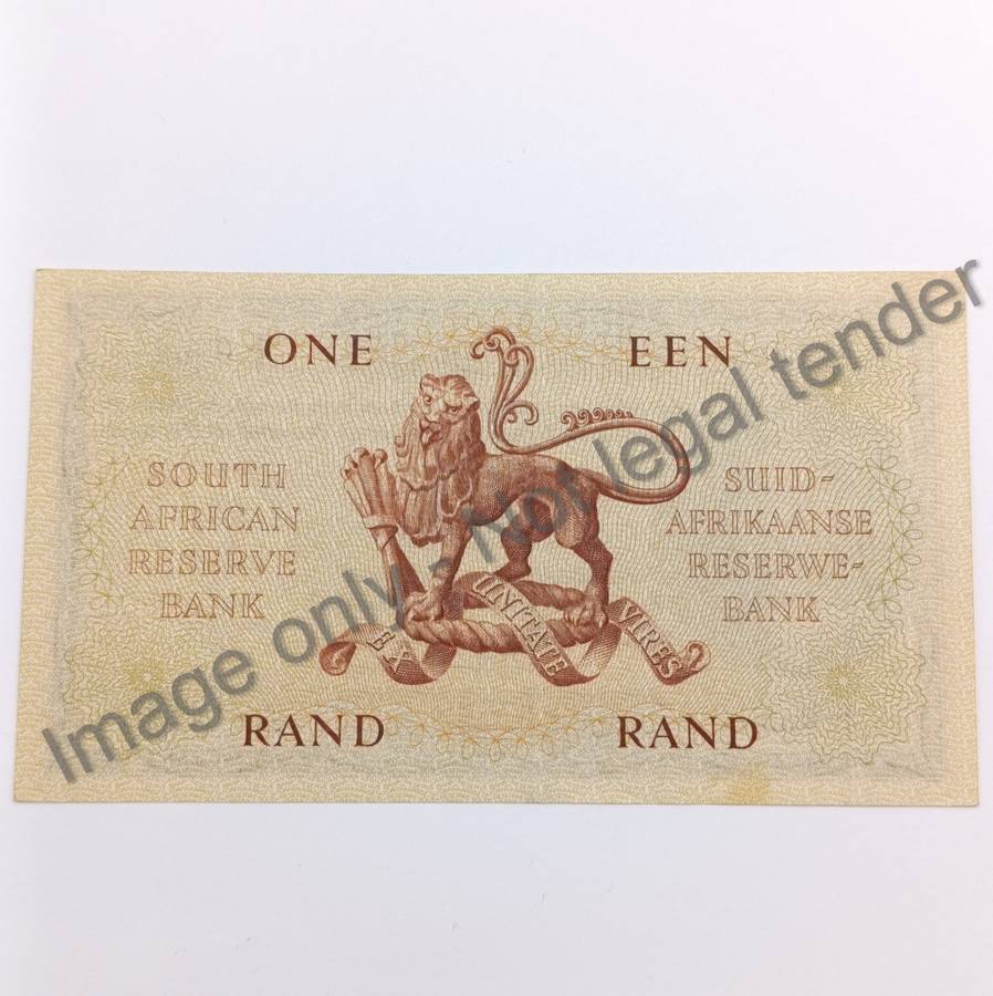 MH de Kock Banknote One Rand 1961 uncirculated with creases