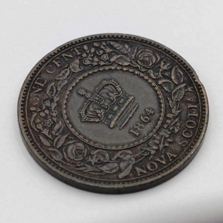 Canada Nova Scotia 1864 one cent (8 open at bottom) - also O of One open at top - small rosebud