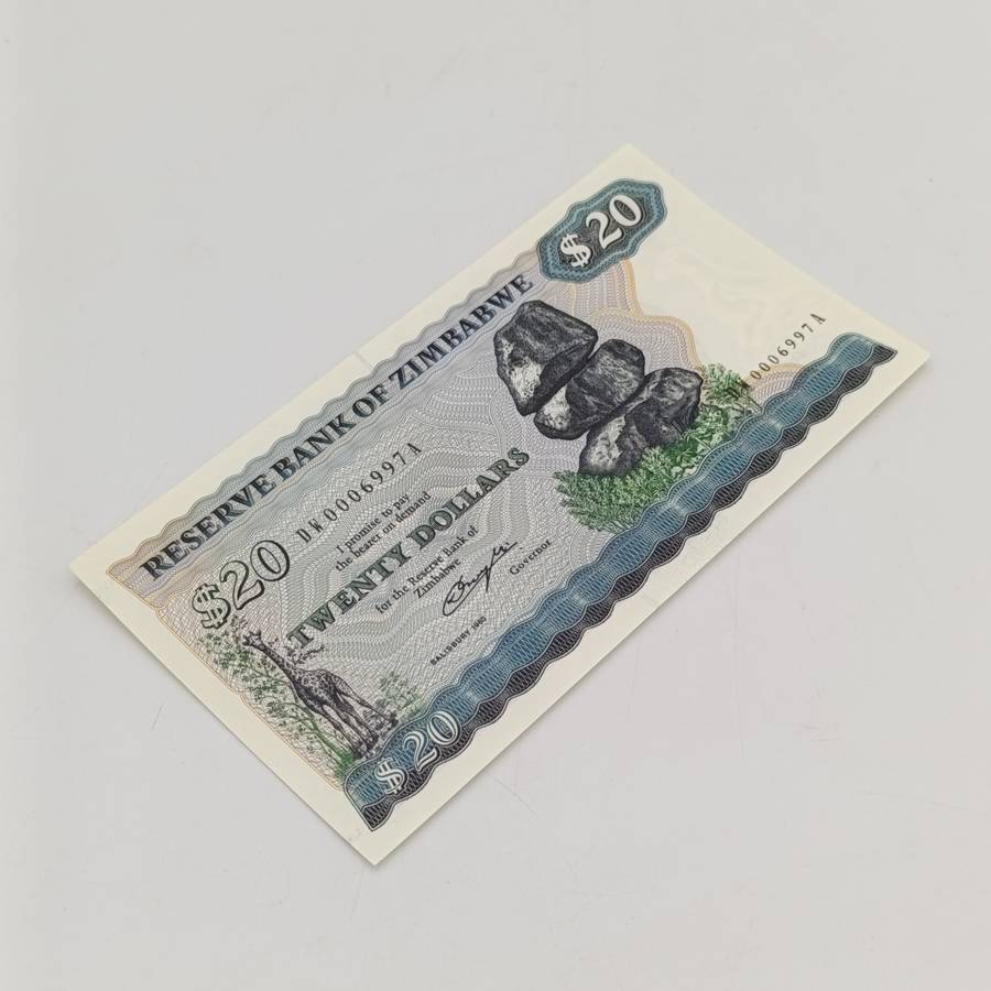 Lot of 3 Zimbabwe $20 replacement notes uncirculated - 2 with consecutive numbers Salisbury 1980