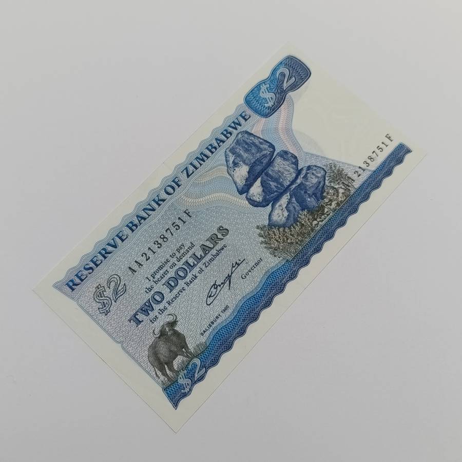 Zimbabwe $2 Salisbury 1980 uncirculated AA note