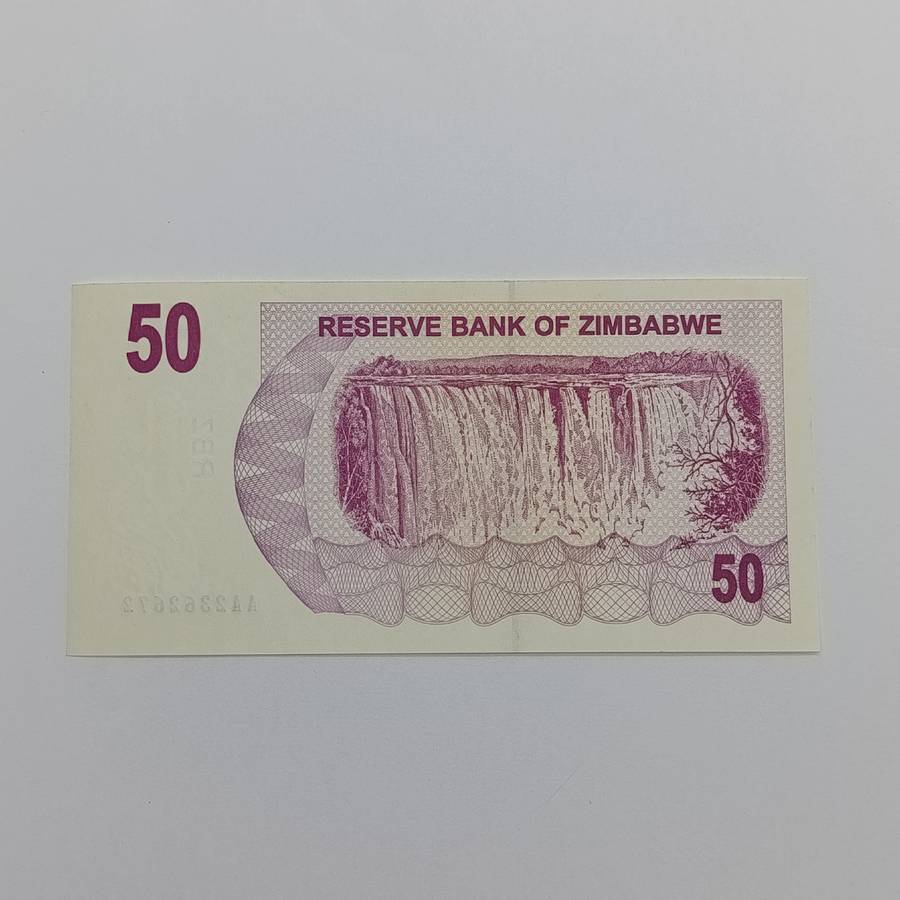 Zimbabwe $50 Bearer cheques issued 1 Aug 2006 Pair of AA numbered uncirculated notes