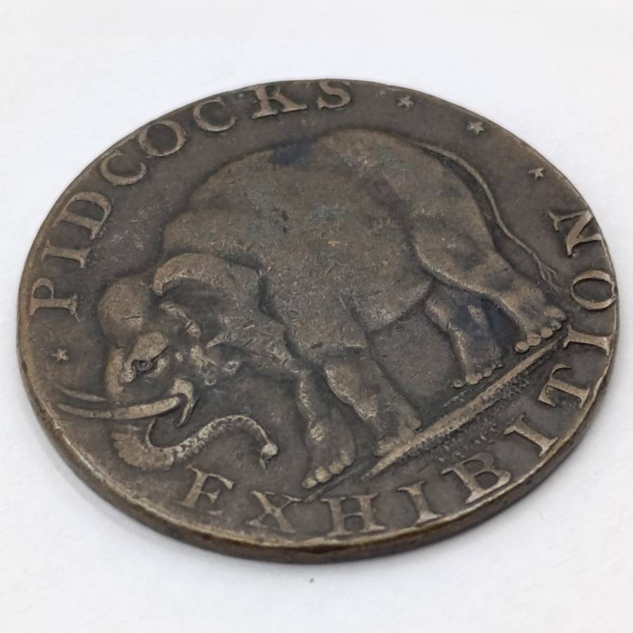 British 18th Century Middlesex Pidcocks Elephant/ Toucan token fine plus