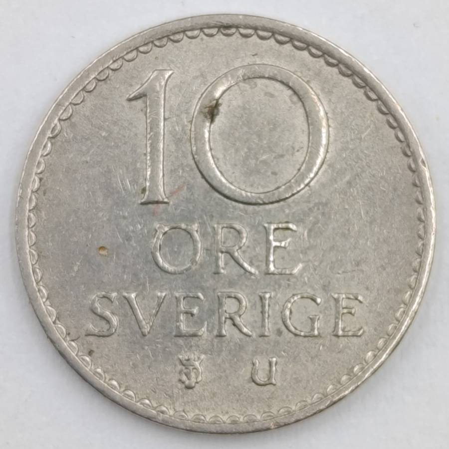 1968 Sweden 10 öre with double struck "8" in date