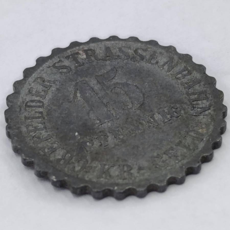 1917 German Notgeld transit token - Crefelder Strassenbahn Private Issue