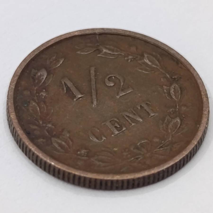 Netherlands 1886 half cent VF+