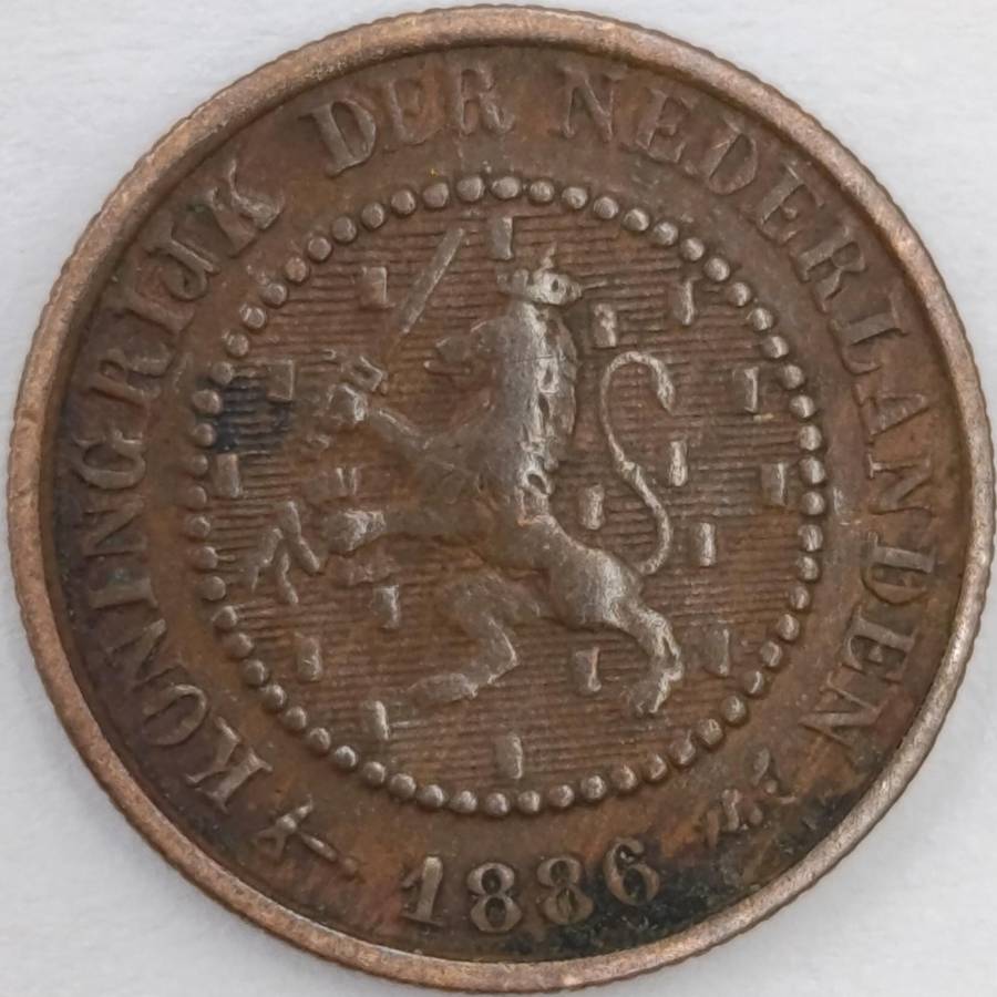 Netherlands 1886 half cent VF+
