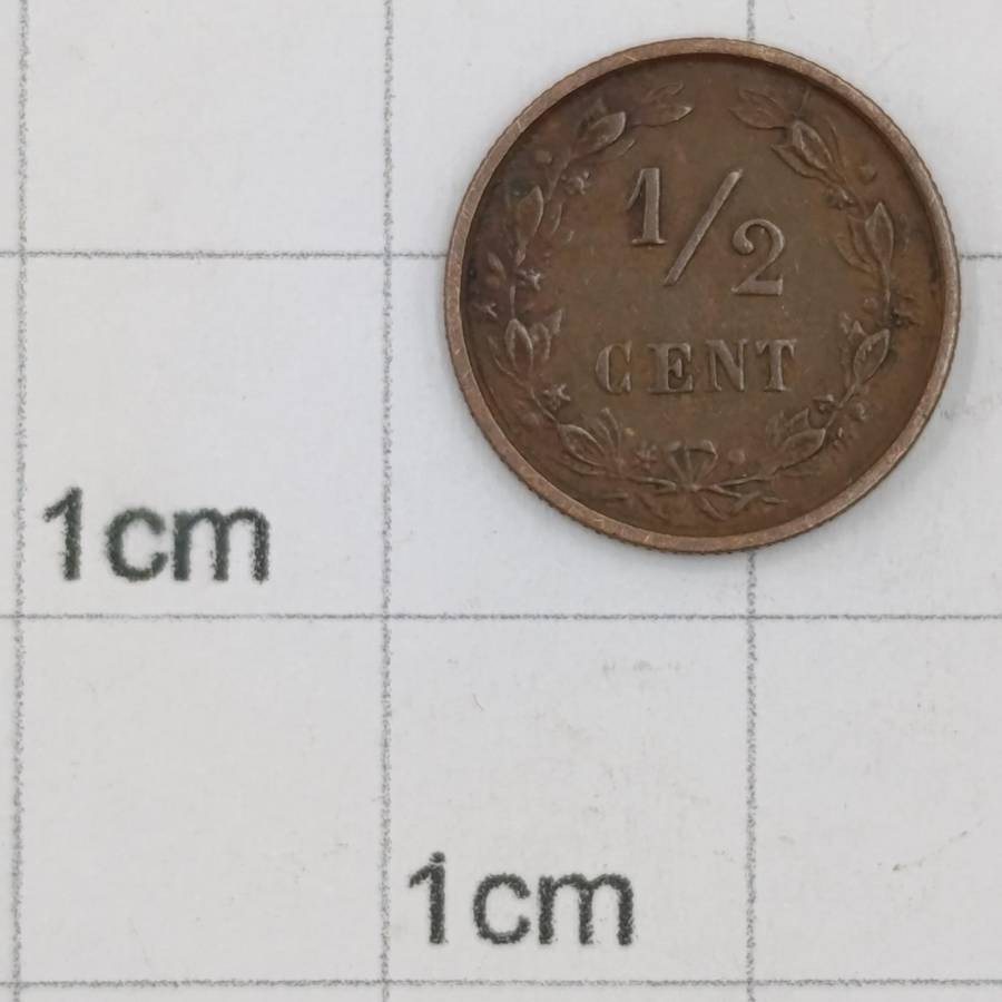 Netherlands 1886 half cent VF+