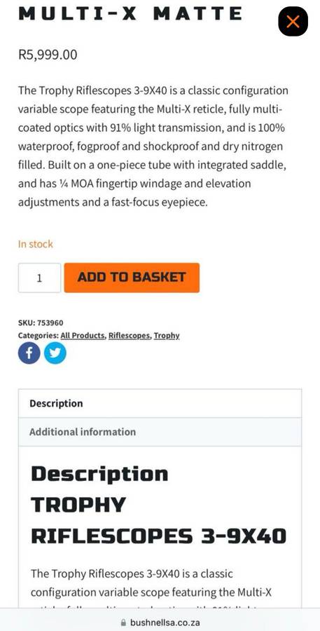 Bushnell Rifle scope New