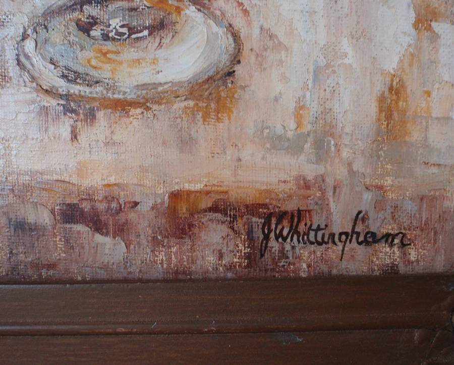 Original oil painting by J.Whittingham. Abstract Poppies. Lovely vintage piece.