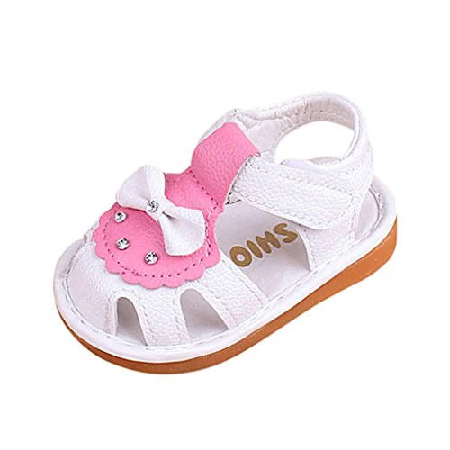 BURFLY® Newborn Infant Baby Squeaky Sandals, For 3-24 Months Kids Girls Bowknot Anti-Slip Shoes Soft