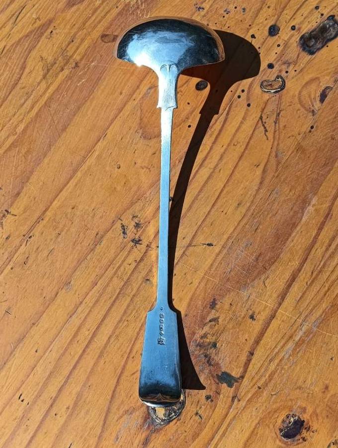 Antique 170 Year Old Elkington England Silverplated Laddle Full Elkington Hall Mark Large 33cm Long