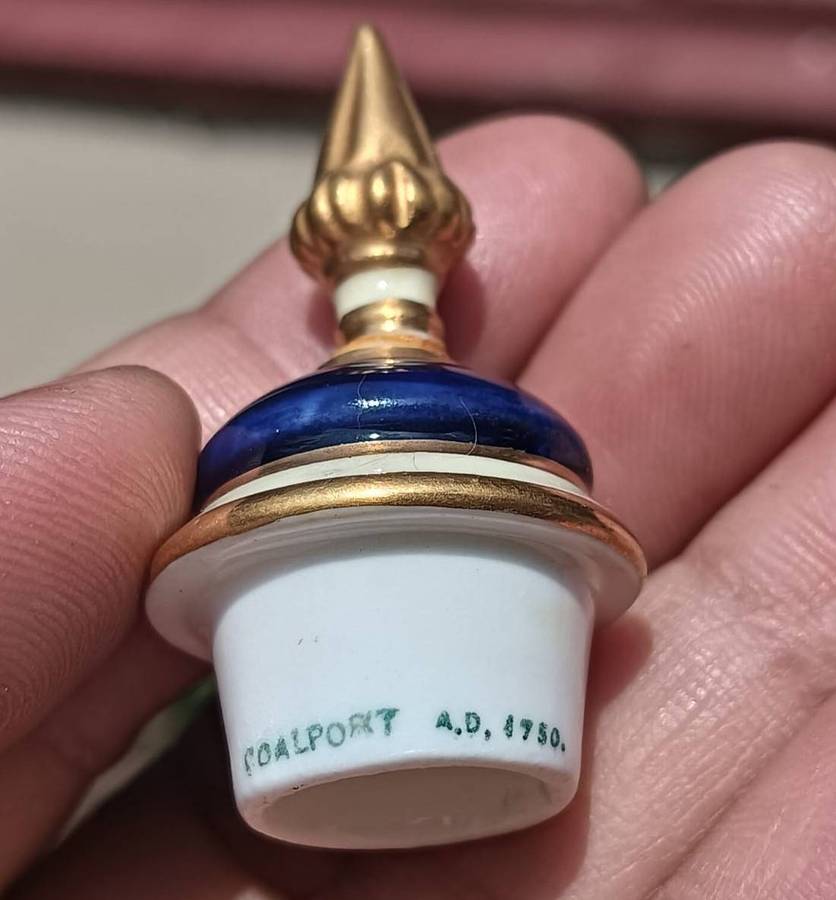 Antique (1891-1920) Coalport Cobalt Blue Miniature Lidded Urn / Amphora Vase 15cm High - Lid Repair