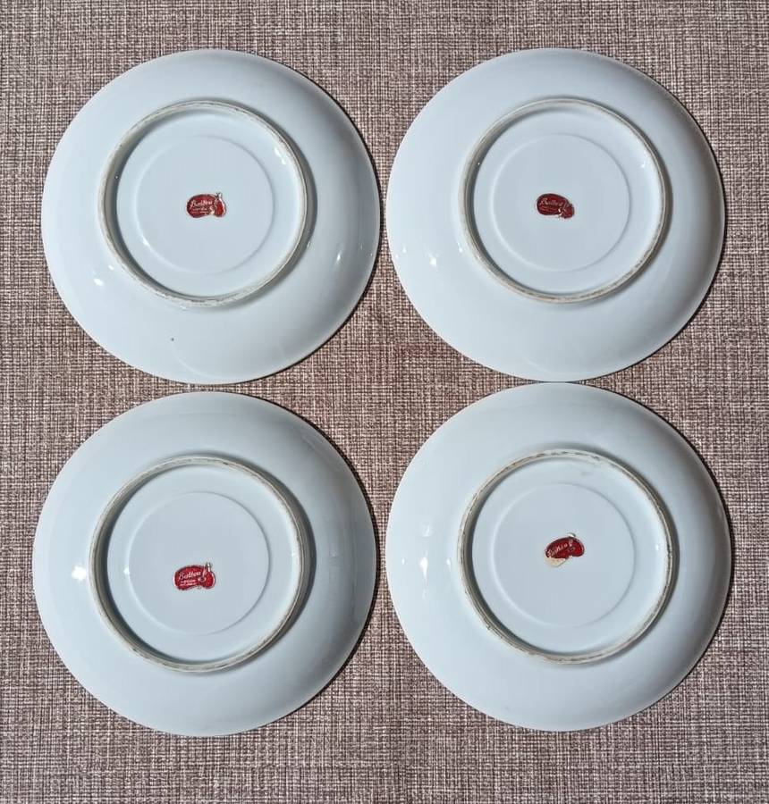 Four(4) Gold Gilded Porcelain Duos - Vintage Italian Balboa Fruit Design - Handmade and Hand Painted