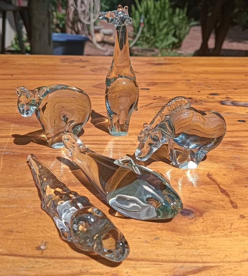 Large Group of 14 Ngwenya Glass Animals: Uncommon Rabbit, Whale, Squirrel, Pengiun, Crocodile etc