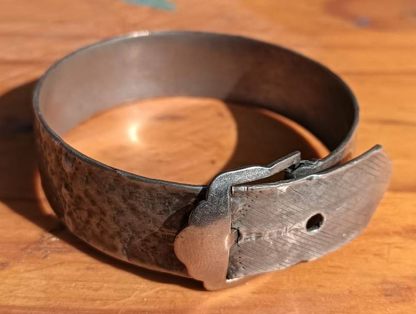 Vintage Belt Buckle Shaped Metal Bracelet 50mm to Max 55mm Diameter