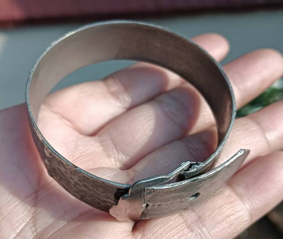 Vintage Belt Buckle Shaped Metal Bracelet 50mm to Max 55mm Diameter
