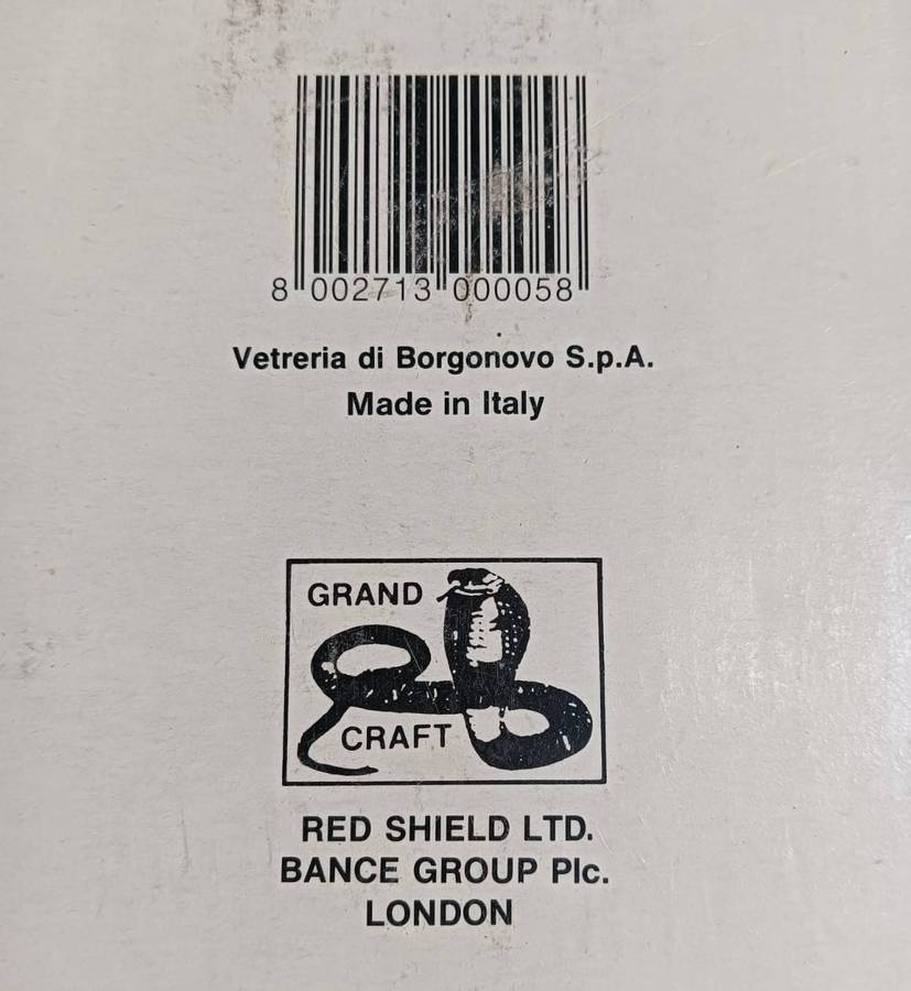 Boxed Set of 6 Vintage Vetreria Di Borgonovo Italian Clear Glass Espresso Cups and Saucers