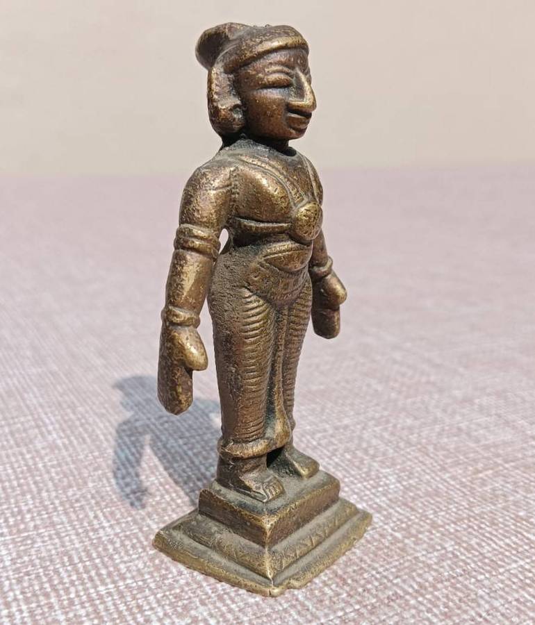 Vintage 19 Cen Small Indian Deity Jain Saint Tirthankara Cast Bronze Statue