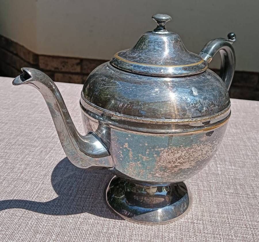 Vintage Canadian Benedict Proctor Silverplated Teapot and Flemish Copper Pitcher