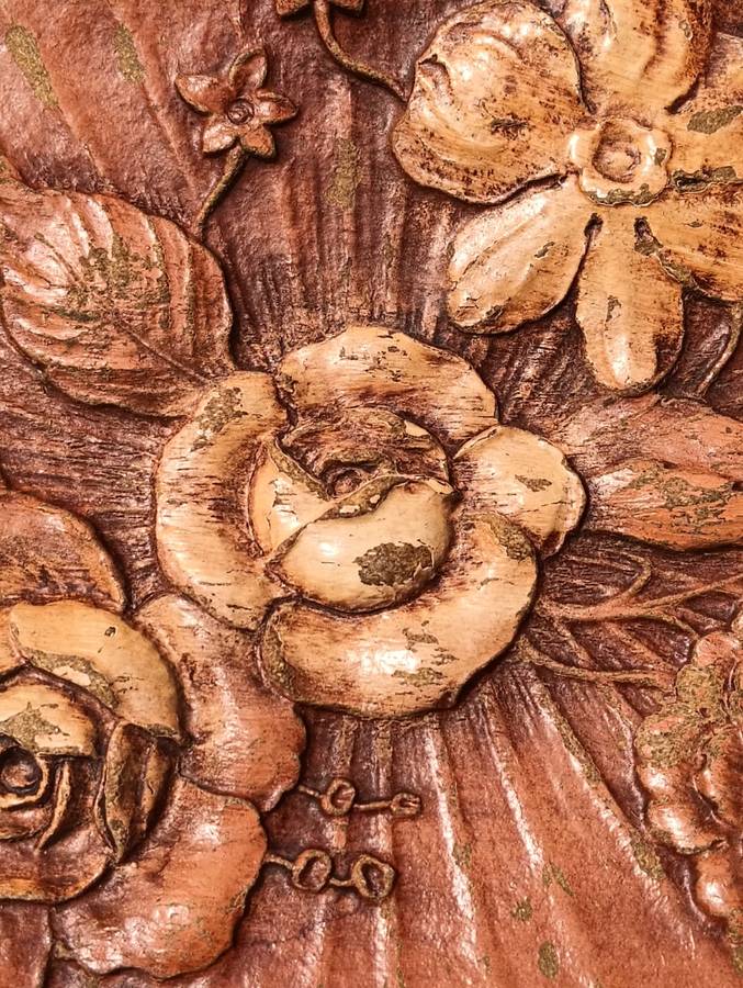 Extremely Rare 1944 Floral Carved Accent Tray by Multi Products Inc USA