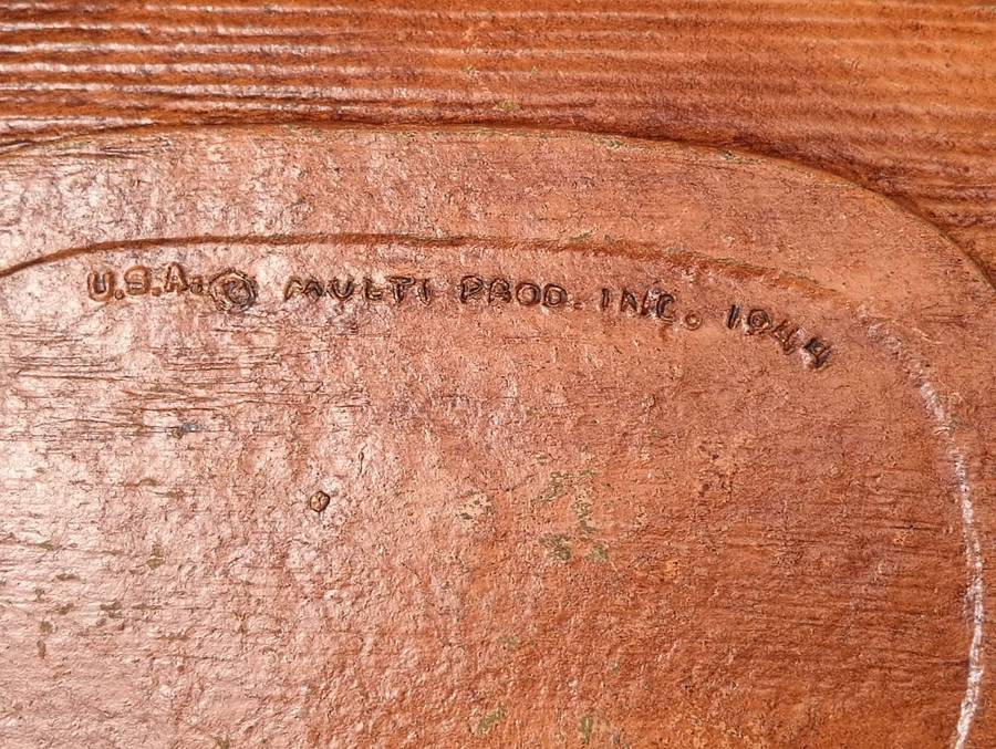 Extremely Rare 1944 Floral Carved Accent Tray by Multi Products Inc USA