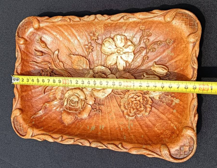 Extremely Rare 1944 Floral Carved Accent Tray by Multi Products Inc USA