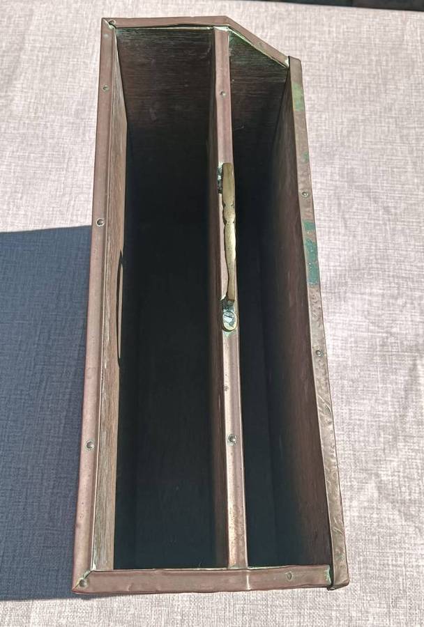 Mid 20th Century Tavern Scene Embossed Brass and Wood Magazine Rack Made in England
