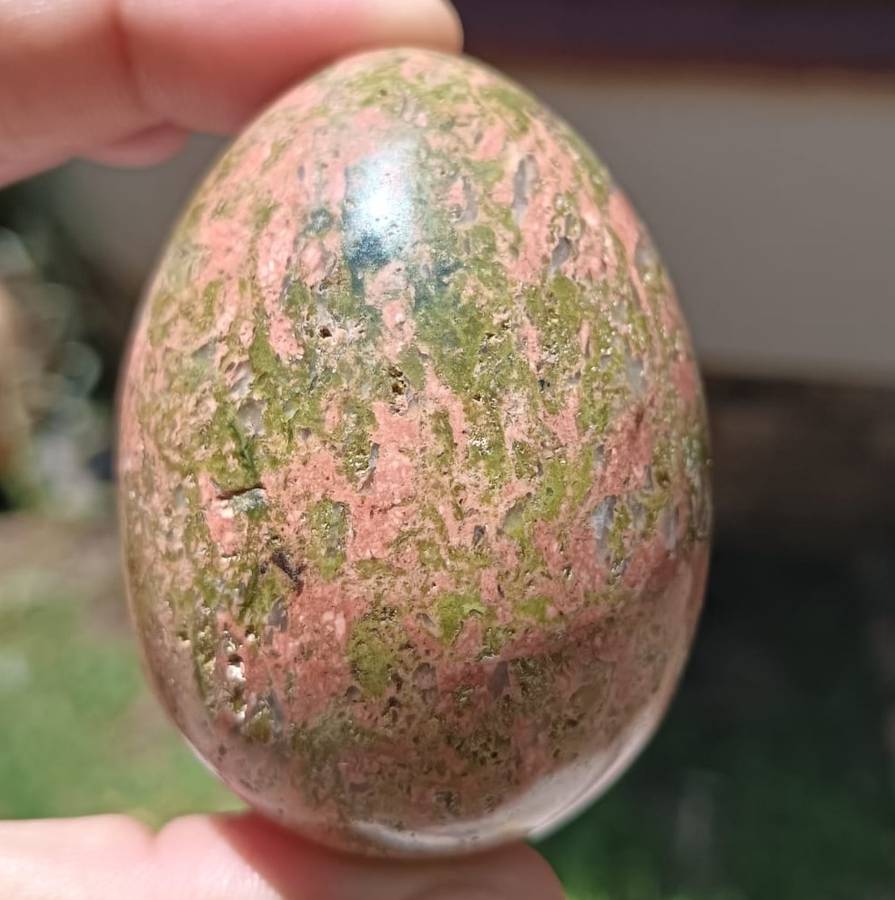 Clutch of 6 Rock Eggs: Leopard Spot Egg, Holy Indian Narmada Stone, Pink and Green Unikite, and more