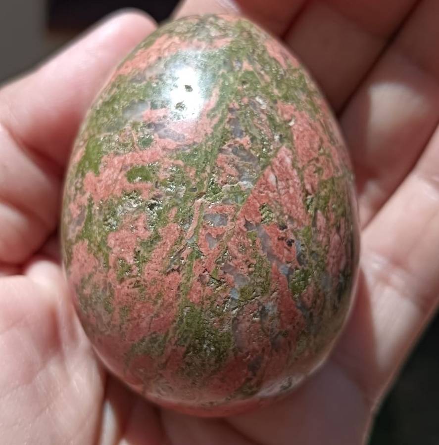 Clutch of 6 Rock Eggs: Leopard Spot Egg, Holy Indian Narmada Stone, Pink and Green Unikite, and more