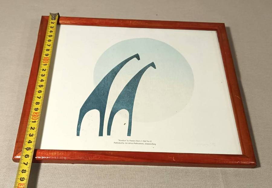 Hannes Harrs (1927-2006) Framed Colour Woodcut Print Abstract Giraffe Composition Signed Harrs 76