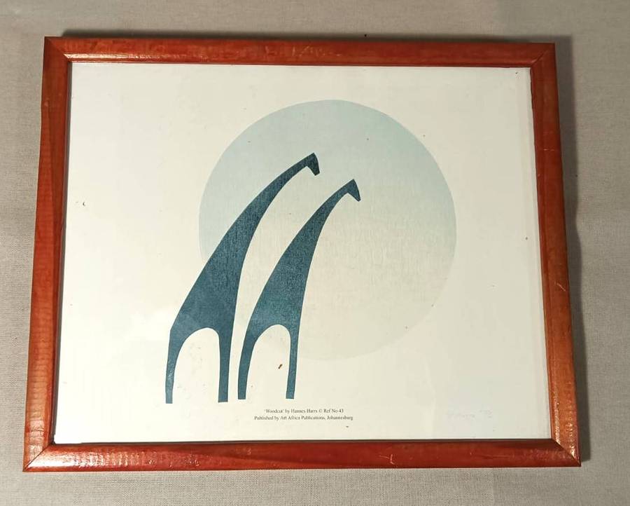 Hannes Harrs (1927-2006) Framed Colour Woodcut Print Abstract Giraffe Composition Signed Harrs 76