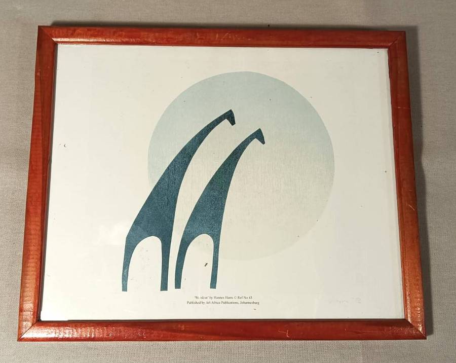 Hannes Harrs (1927-2006) Framed Colour Woodcut Print Abstract Giraffe Composition Signed Harrs 76