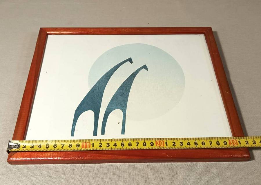Hannes Harrs (1927-2006) Framed Colour Woodcut Print Abstract Giraffe Composition Signed Harrs 76