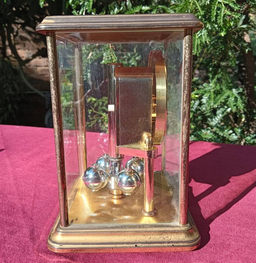 Vintage Hermle West Germany (1949-1990) Quartz Brass Mantle Clock with Torsion Pendulum Not Working