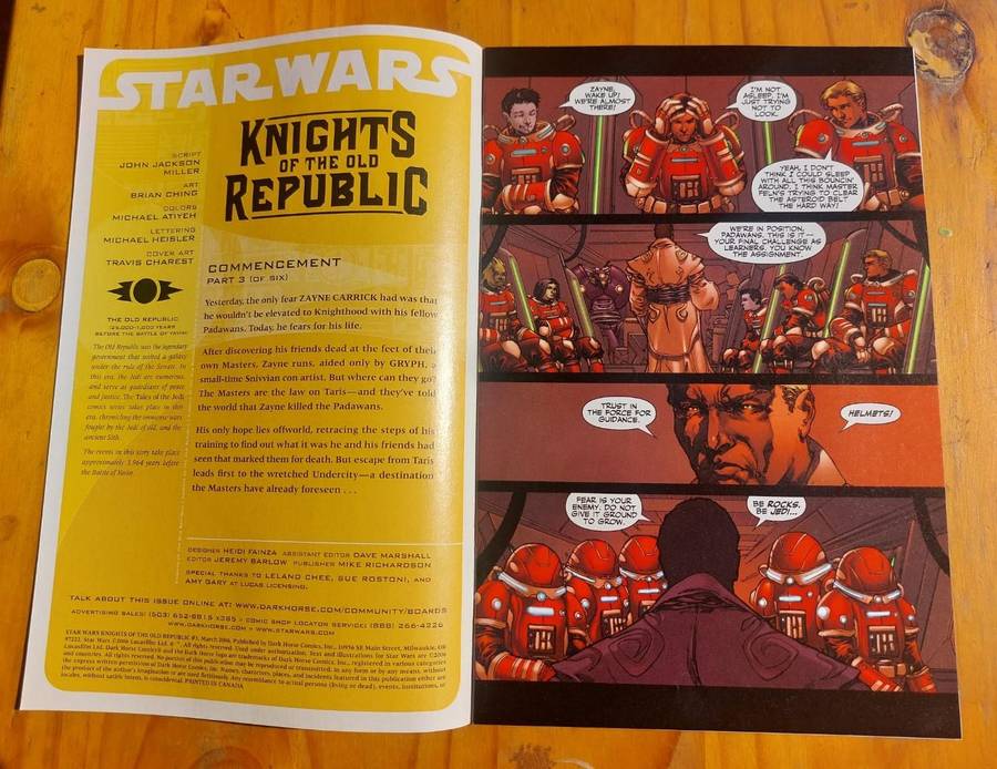 Star Wars Dark Horse 2006 Knights of the Old Republic Comic No 3 In Excellent Condition