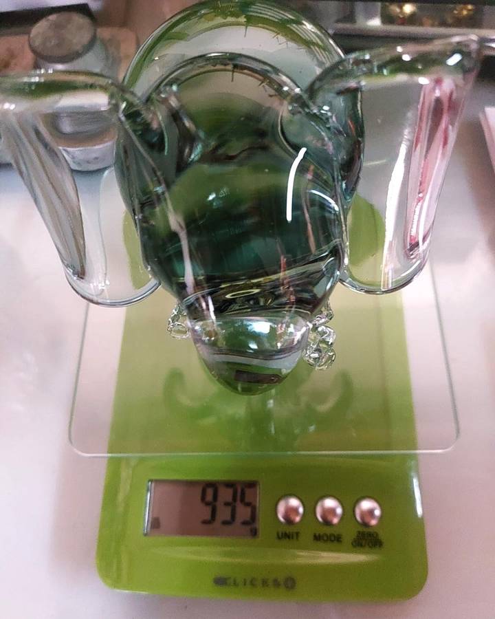 Massive Ngwenya Glass Elephant with Trunk Curled in Feeding Motion Large 13cm High Weighs Nearly 1kg