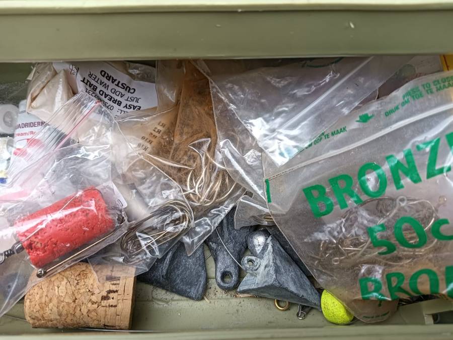 Master Fishing Tackle Box Filled With Salt and Fresh Water Fishing Sinkers, Hooks, Scales, Lures etc