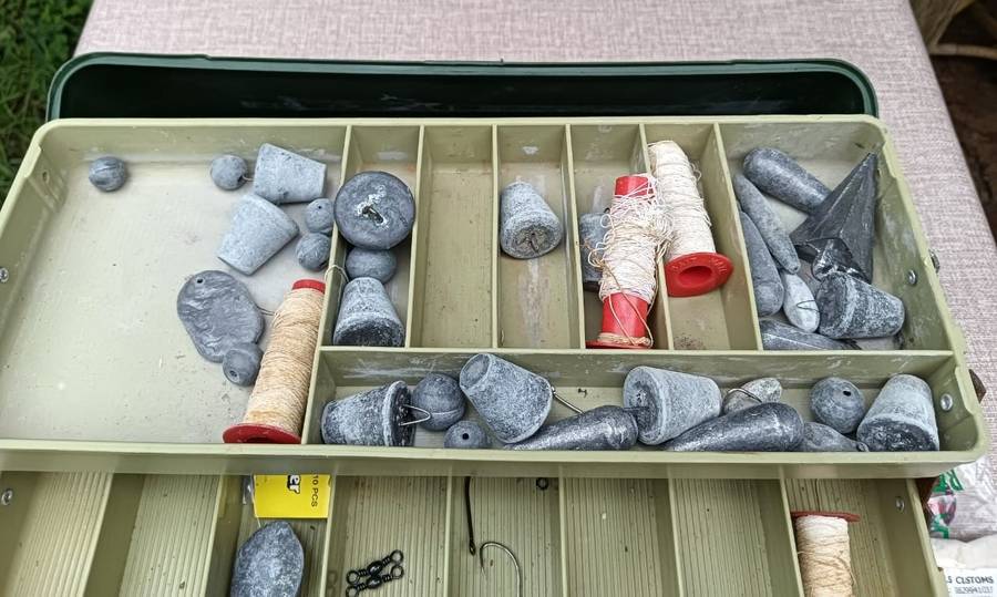 Master Fishing Tackle Box Filled With Salt and Fresh Water Fishing Sinkers, Hooks, Scales, Lures etc