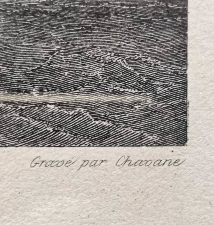 Antique 1780s French British Naval Battle Line Engraved Print after painting by Jean Michel Gilbert