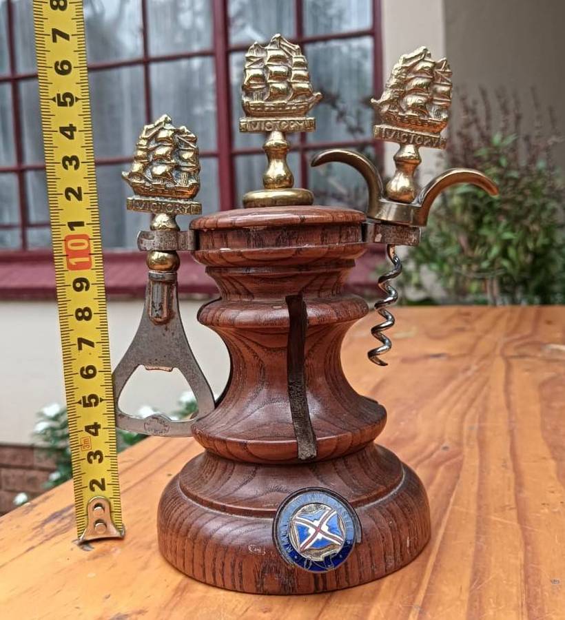 Nautical HMS Victory Bar Bottle Opener Set Union-Castle Line R.M.M.V. Capetown Castle Vintage 1940s