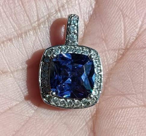 CL (Common Lines) Sterling Silver and Blue and White Rhinestone Pendant 4.2g