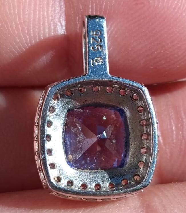 CL (Common Lines) Sterling Silver and Blue and White Rhinestone Pendant 4.2g