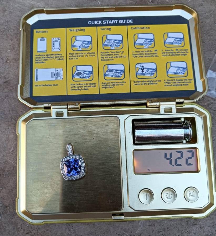 CL (Common Lines) Sterling Silver and Blue and White Rhinestone Pendant 4.2g